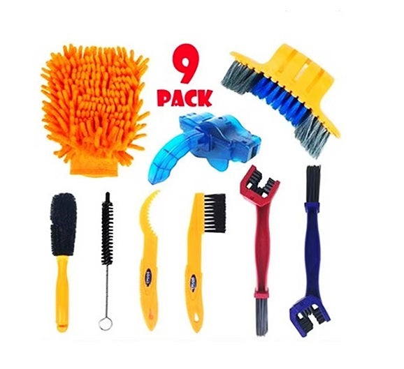9 Pack in 1 Bicycle Cleaning Tool Kits Chain Brushes Road / MTB Bike Cleaning Sets