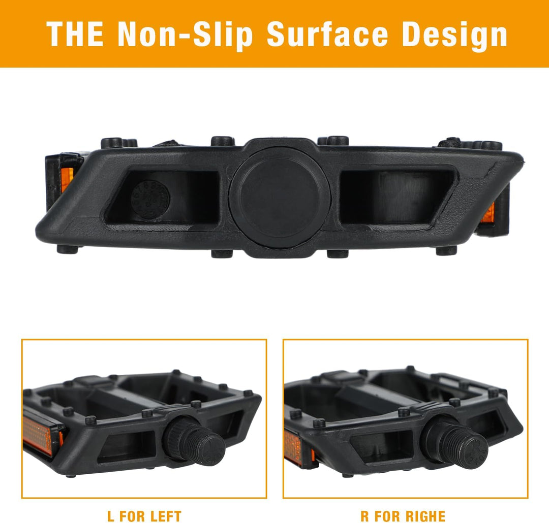 Bicycle Pedals,Mountain Bike Pedals,Bike Pedals,Bicycle Pedals with Reflectors,9/16-inch Bearing Platform Pedals