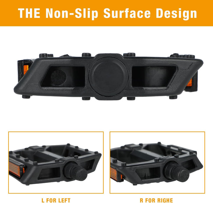Bicycle Pedals,Mountain Bike Pedals,Bike Pedals,Bicycle Pedals with Reflectors,9/16-inch Bearing Platform Pedals