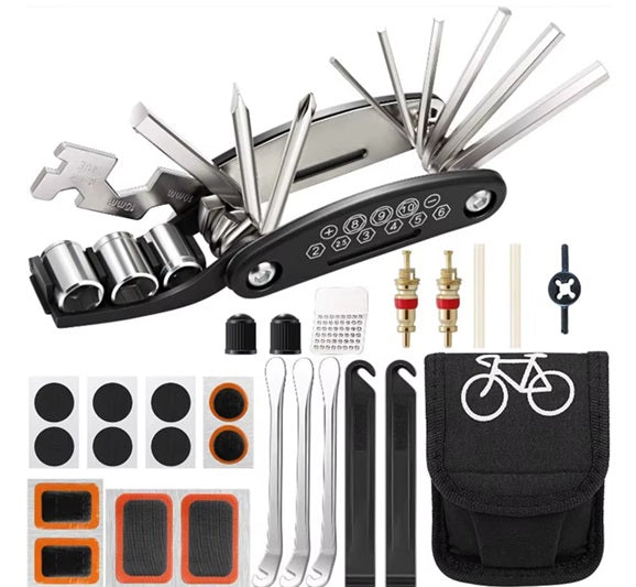 Bike Repair Tool Kits -Tire Puncture Repair Kit, Bike Multi-function Tool Kit With Portable Bike Bag