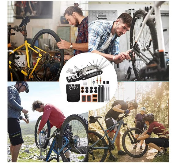 Bike Repair Tool Kits -Tire Puncture Repair Kit, Bike Multi-function Tool Kit With Portable Bike Bag