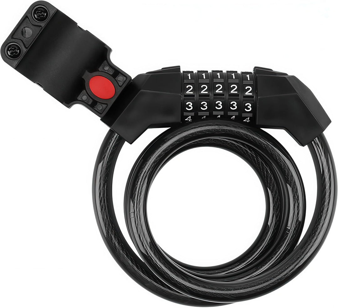 Bike Lock Cable, Combination Bicycle Lock 5 Digit 1.2m Long, Cycle Cable Lock with Code for Bikes E-Bike Mountain Bike Outdoor Scooter Ski. Bike Lock Combination.