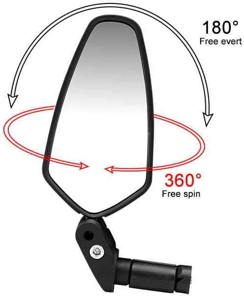 CUSHBIKE Rotatable Bicycle Rearview Mirror, Adjustable, Wide-Angle Handlebar Mirror for Safe Cycling
