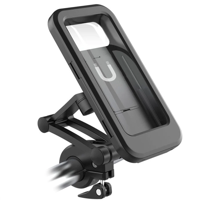 Folding rainproof bicycle mobile phone holder