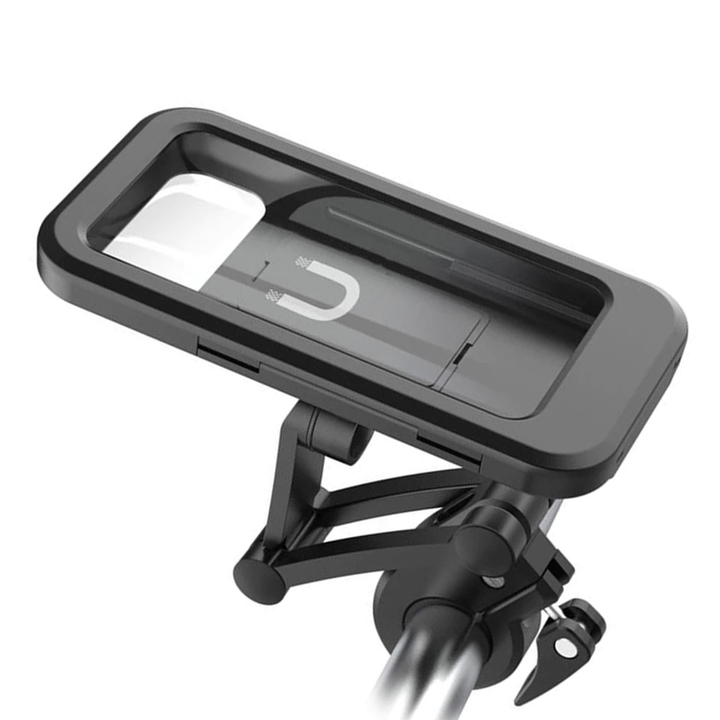 Folding rainproof bicycle mobile phone holder